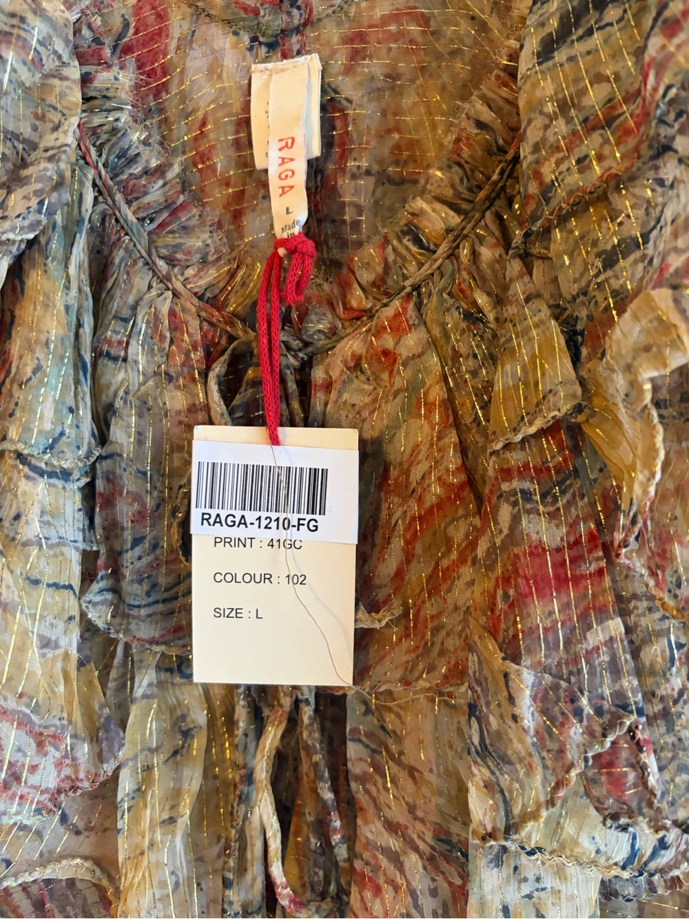 RAGA Multicolor Ruffled Boho Top with Metallic Thread - Picture 3 of 7